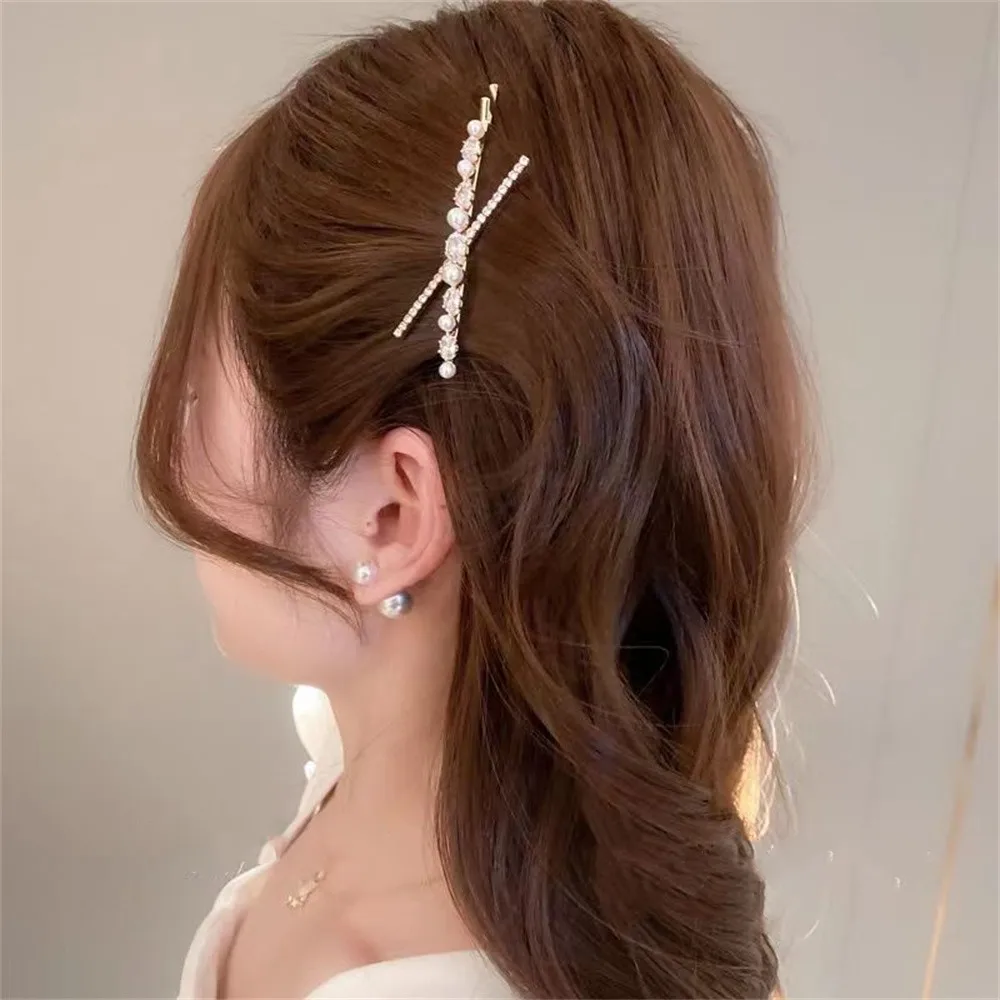 Pearl Metal Hairclips Women Hair Clip Girls Crystal Hairpins Barrette Hairgrip Elegant Hariband Bobby Pin Hair Accessories