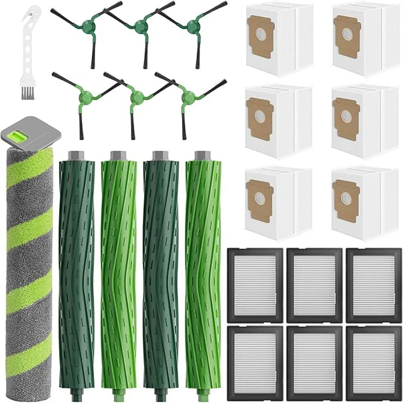 Replacement Parts For Combo Anti-Tangle Dual Rubber Main Brush Side Brush Filter Dust Bag Vacuum Cleaner Accessory Kit