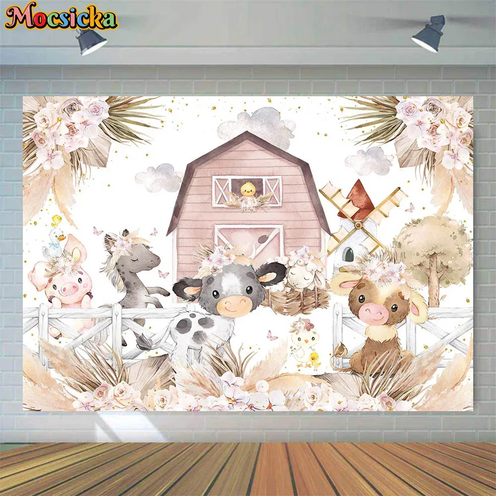 

Mocsicka Bohemian Farm Photo Background Kids Birthday Party Decor Newborn Photography Backgrounds Animals Wallpaper Studio Props