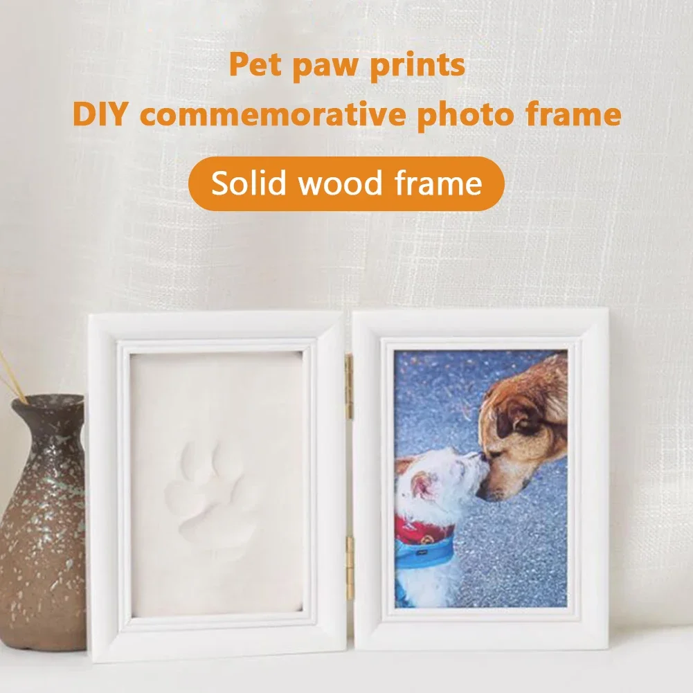 Freestanding Picture Frame 2-in-1 Design Bifold Pet Pawprint Keepsake Kit Home Decor For Pictures/Photos/Posters