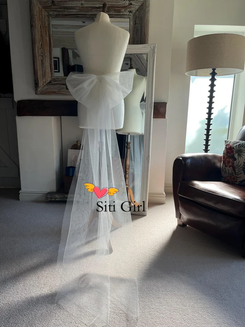 Detachable Bow with Long Train Removable Satin Oversized Bridal Dress Bow Wedding Dress Bow Removable Bridal Accessories Bow