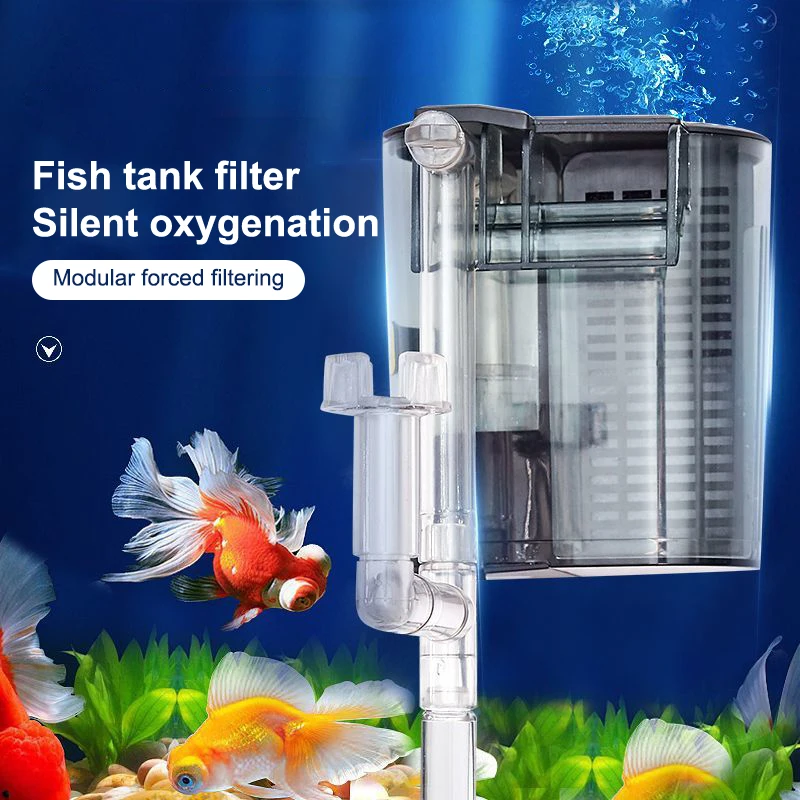 Mini plug-in waterfall filter aquarium silent filter pump AC interface filter water pump Three in one oxygen pump