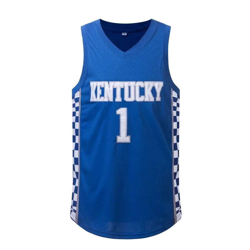 

Men's #1 Kentucky Basketball Jersey Breathable Sleeveless Sweatshirt Embroidered Lettering Boy's Tank Top Loose Sportswear