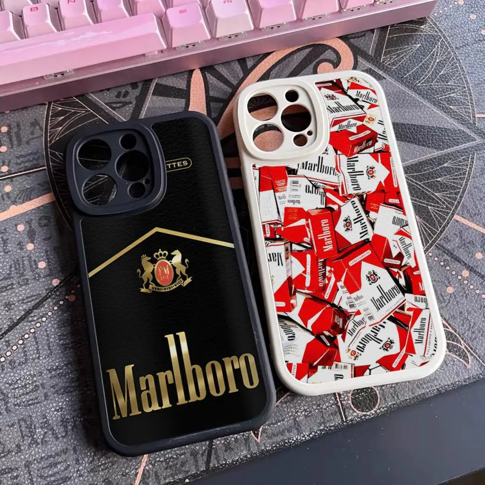 Cigarette-M-Marlboroes-S Phone Case For Iphone 16 15 14 12 13 Pro Max 11 Mini Xs Puls Lambskin Silicone Cover