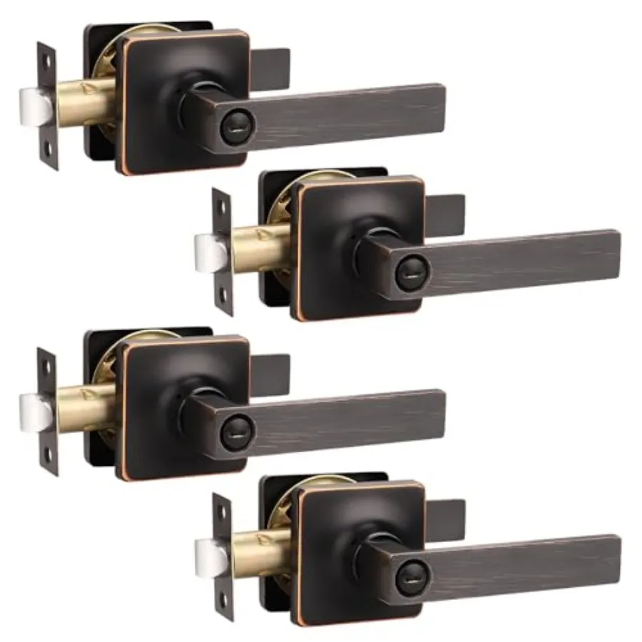 

Pack s Oil Rubbed Bronze Interior Handles With Lock Bedroom Bathroom Square Handles