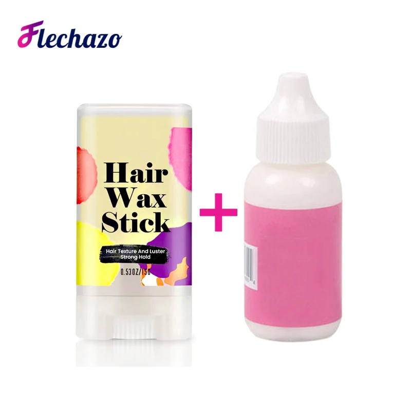 Pegamento de sujeción fuerte y Palo de cera para pelucas, Kit de 2 piezas, pegamento impermeable para pelucas de encaje, 38Ml con pomada para el cabello, 15G