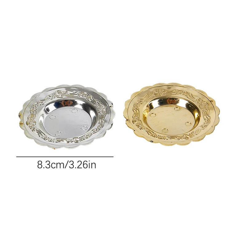 10Pcs Gold Storage Mini Tray Silver Cake Fruit Plate Jewelry Display Plastic Tray Party Sushi Plate For Home Decor