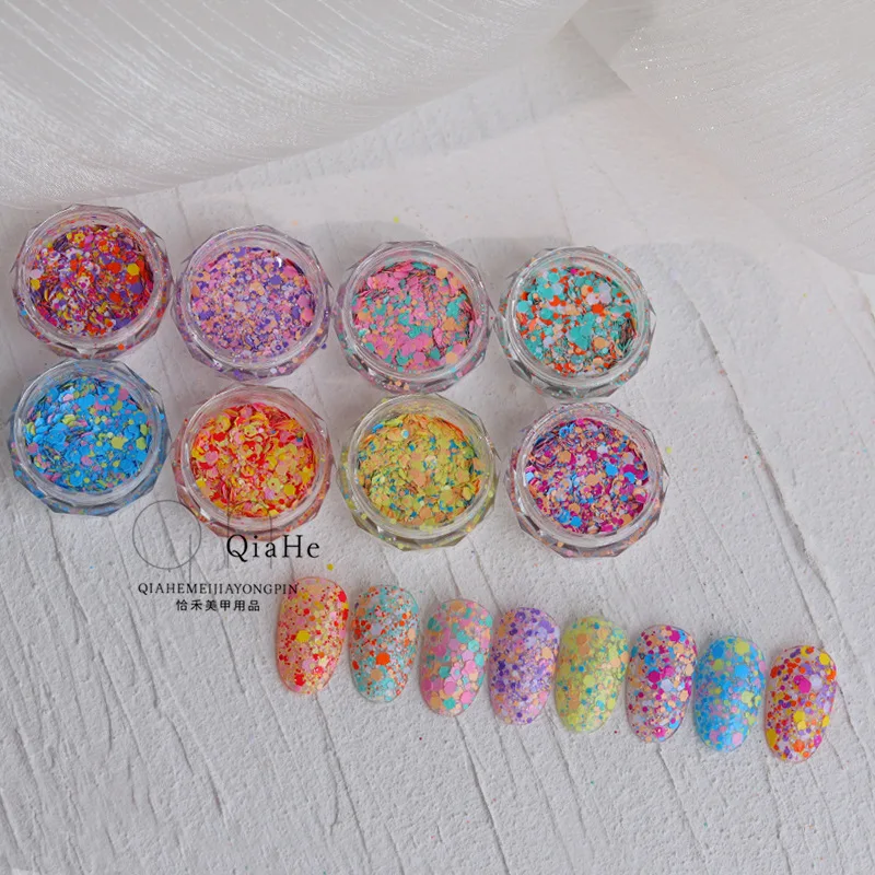 

1Pc Summer Nail Art Glitter Flakes Mixed Hexagon Neon Color Glitter Sequins Paillette For Gel Polish Manicure Nail Supplies