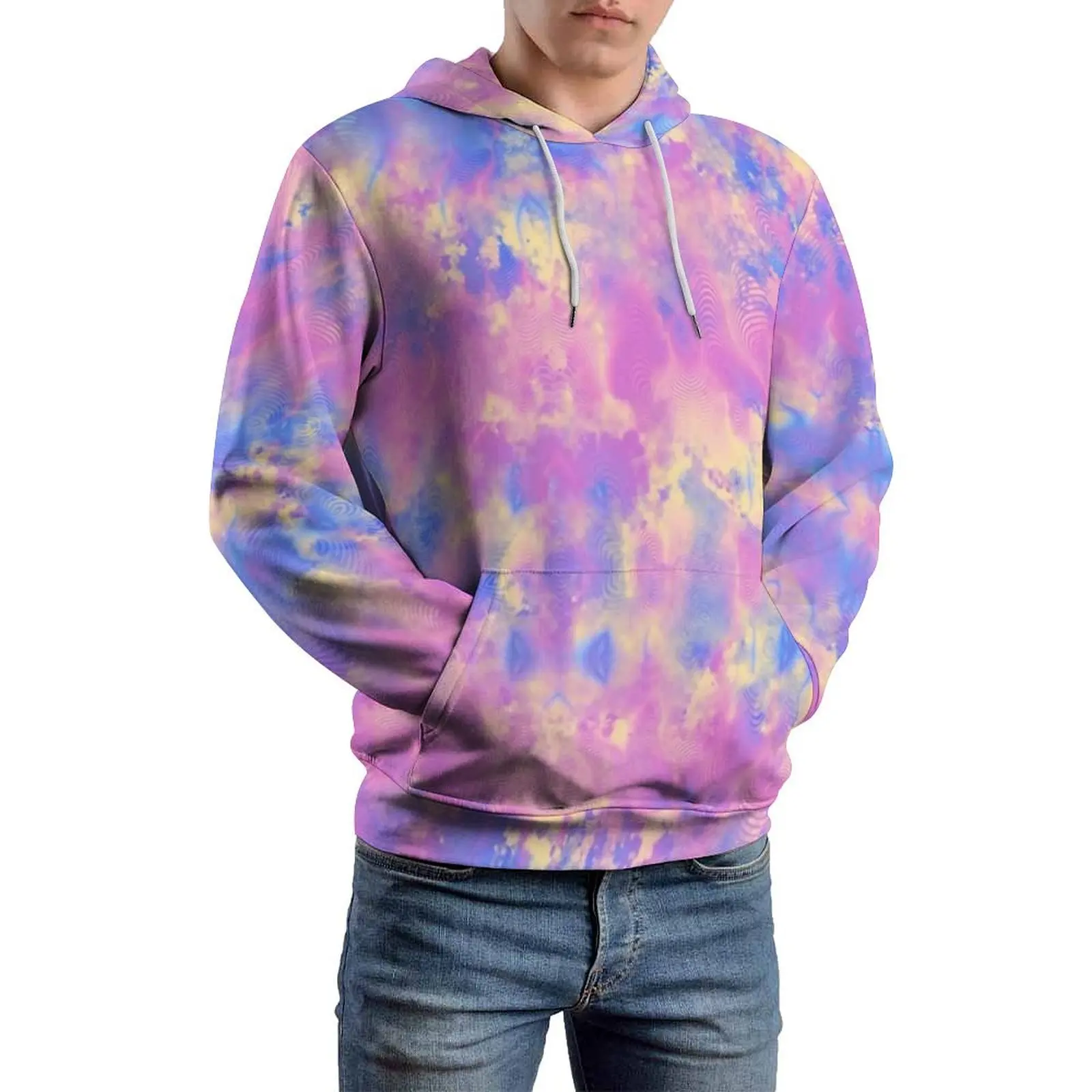 Felpe con cappuccio Tie Dye Texture manica lunga rosa blu giallo elegante pullover casual felpa con cappuccio invernale felpe larghe oversize Hip Hop