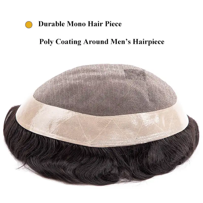 Male Hair Prosthesis Fine Mono Breathable Toupee Men 6