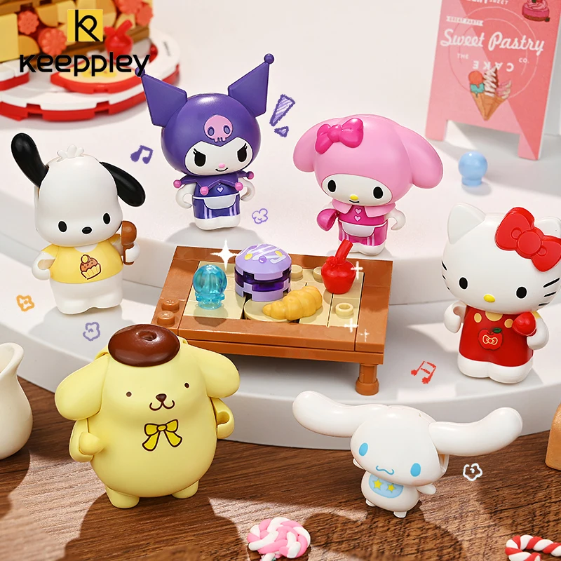 Original Keeppley Building Block Sanrio Kuromi Gourmet Party Cartoon Series Assembly Model Decoration Children's Toys Girl Gift