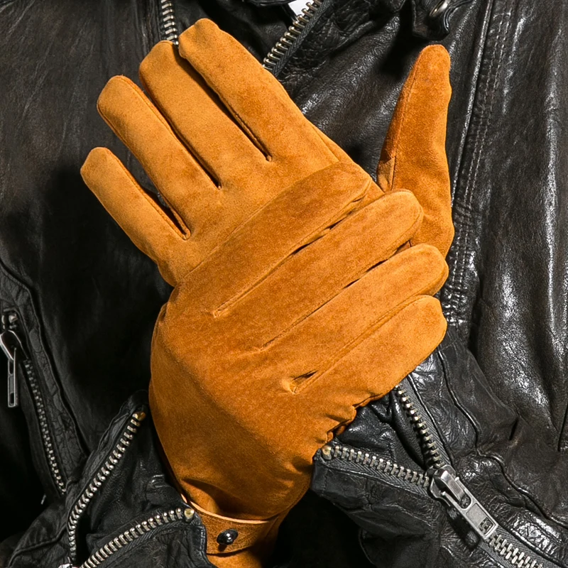GOURS – gants d\'hiver en cuir véritable pour hommes, doublés, fins, chauds, doux, à la mode, pour la conduite, nouveau GSM001