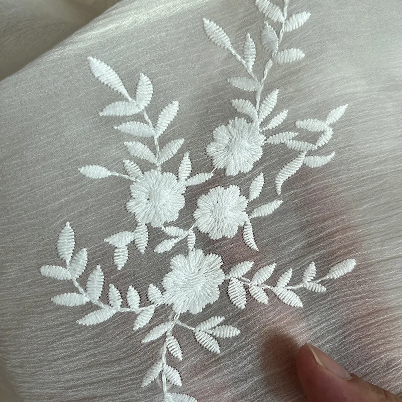 

Semi Transparent Floral Embroidered Lace Fabric Wedding Dress Gown Diy Handmade Sewing Material