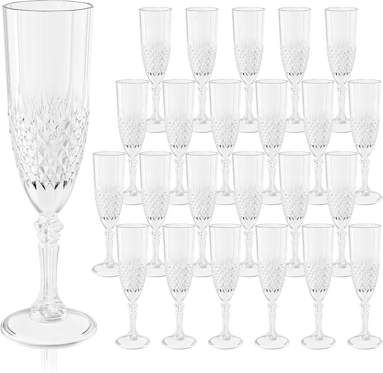 

24PCS Clear Acrylic Champagne Flutes, Reusable Unbreakable Wine Glasses for Wedding, Christmas, Thanksgiving Toasting
