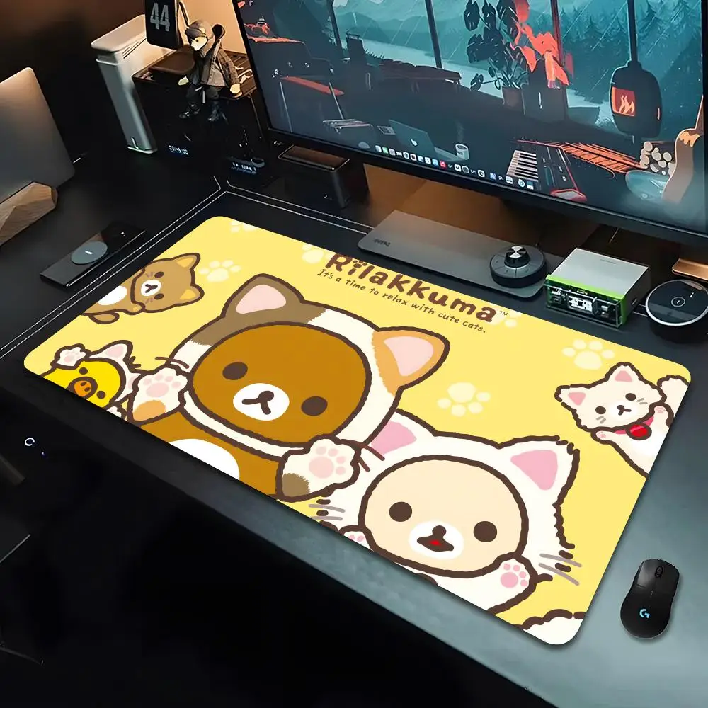 cute SAN-X Rilakkuma Mouse Pad HD Printing Large Office Computer Keyboard Mouse pad XXL PC Gamer GreekMyth Desk Mat 90x40cm