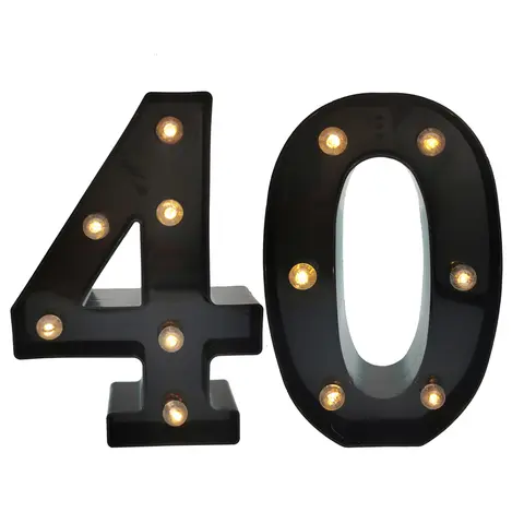 2Pcs 18 21st 30th 40th 50th 60th Black Number LED String Night Light Lamp Happy Adult Birthday Anniversary Party Decoration