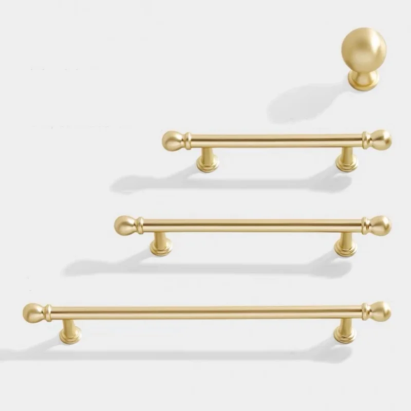 Solid Wardrobe Closet Pulls Cabinet Door Handle Kitchen Cupboard Drawer Knobs European Golden Cabinet Storage Furniture Handles