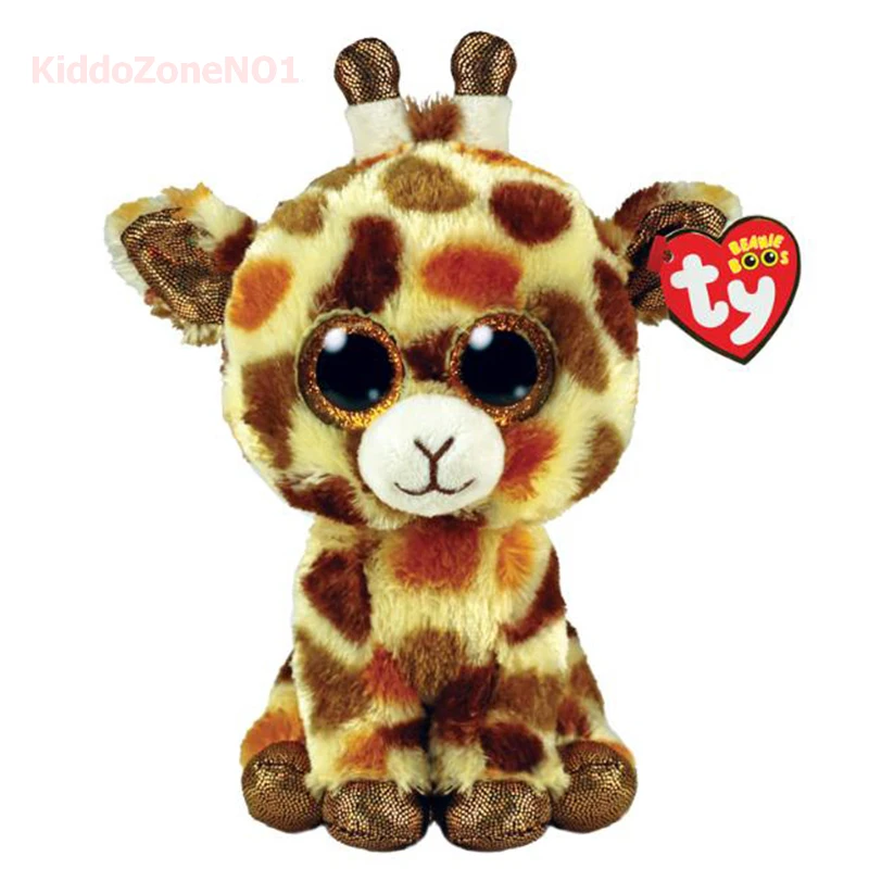 15cm Ty Beanie Big Eyes Stuffed Plush Toy Soft Cute Animal Doll Yellow Giraffe Stilts Children Birthday Christmas New Year Gifts