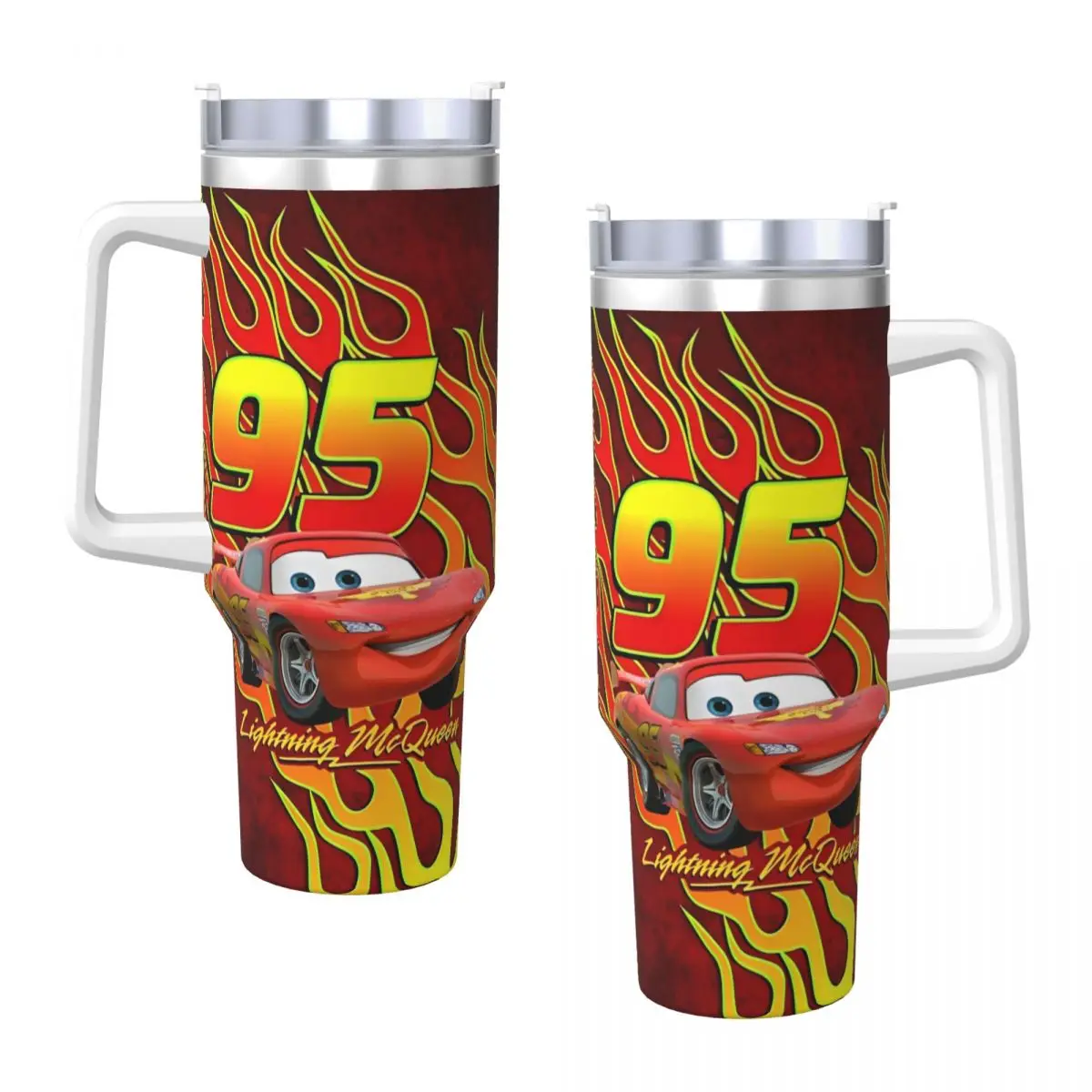 Pixar Lightning McQueen Cars Cartoon Car Mugs With Straws Travelist Cold Drink Water Bottle Portable 40oz Thermal Cups