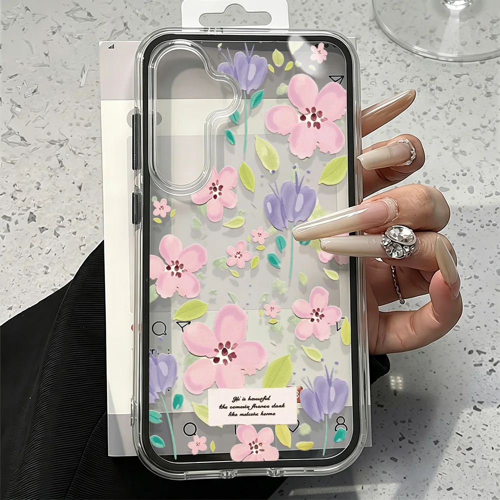 Flower Clear Phone Case For Samsung S26 Ultra S26 S25 S23 S22 S24 Plus A57 5G A55 A56 A37 A36 A35 A17 5G A53 A54 A34 A26 Funda