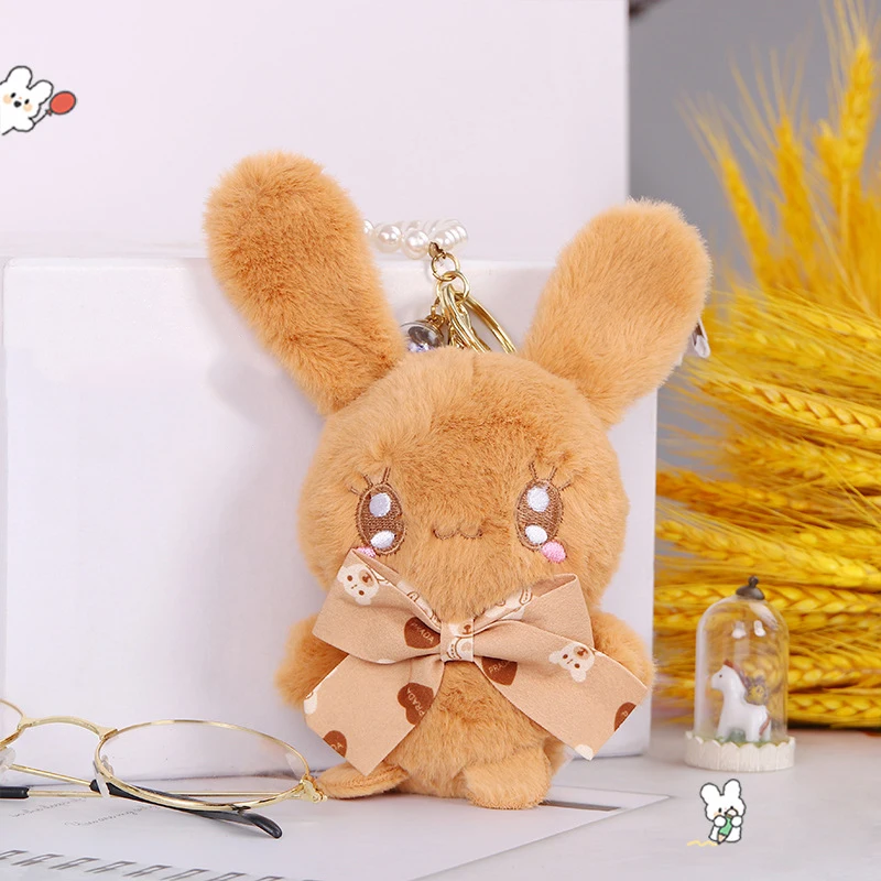 New Cute Bunny Plush Doll Keychain Pendant Cartoon Kawaii Rabbit Soft Stuffed Plush Toys Bag Charm For Kids Couple Gifts