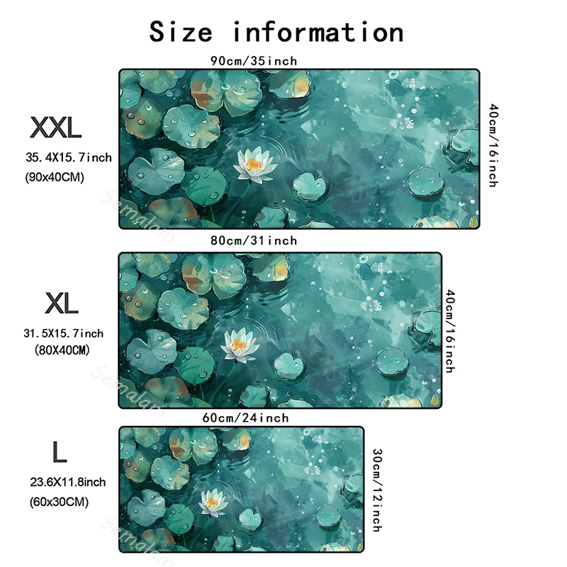 

Large Non-Slip Rubber Gaming Mouse Pad for Lotus Pond Design with Vibrant for Lotus Flowers Durable Desk Mat for Home Office PC