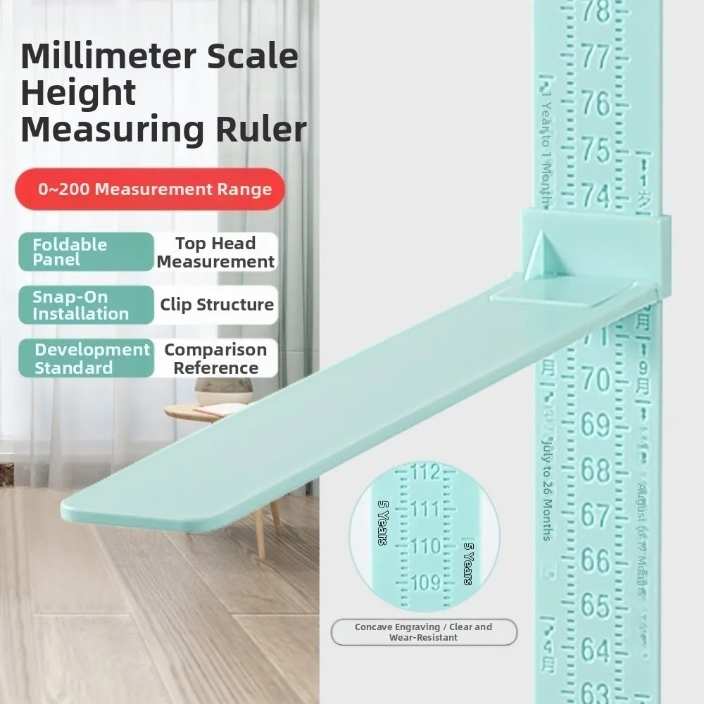 0-2M Height Ruler Wall Sticker High Precision Baby Growth Chart Sliding Measuring Foldable Height Measurement Guage Meter