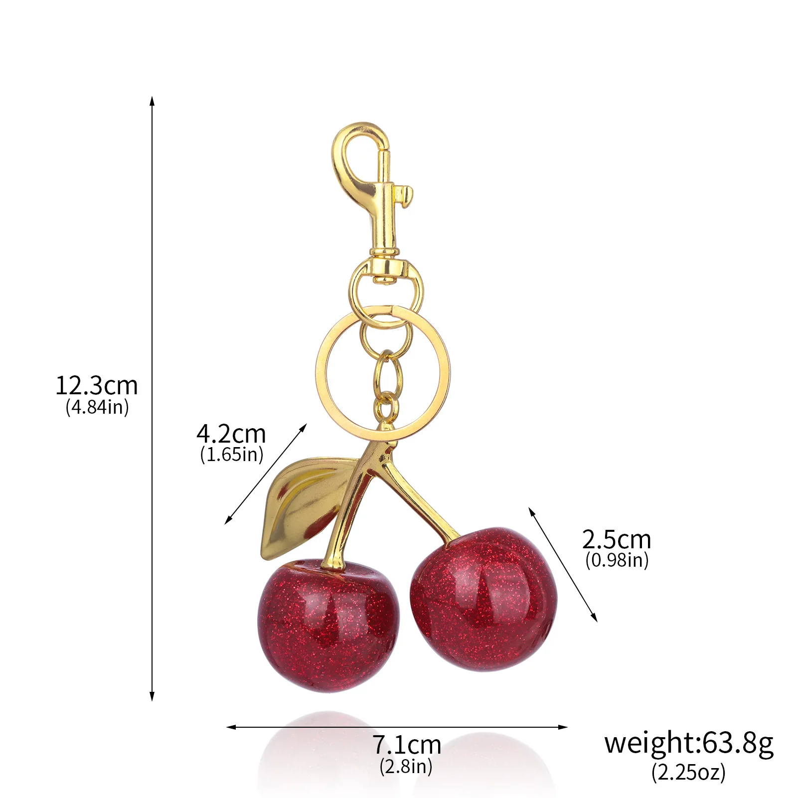 Delicious Crystal Red Pink Cherry Keychain Summer Fruits Cherries Pendant Keyring For Women Men Jewelry Bag Key Accessories Gift