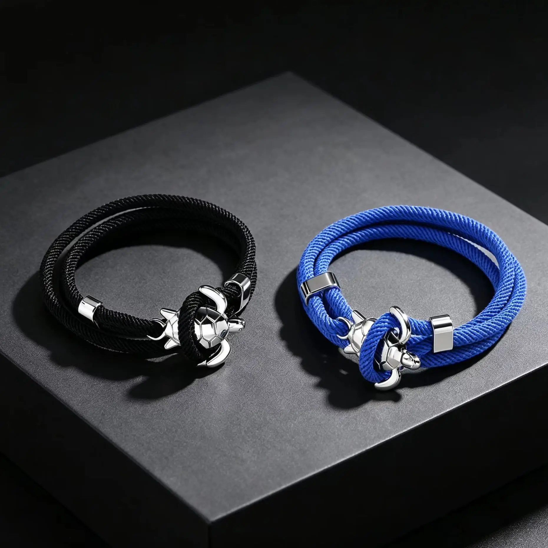 Men's Fashion Navy Style Sea Turtle Charm Bracelet, Adjustable 4mm Rope Chain Wristband Bracelets, Vintage Fashion Jewelry