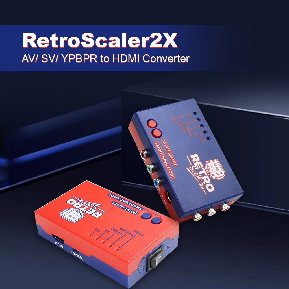 RetroScaler2x AV to HDMI-compatible Converter and Line-doubler For Retro Game Consoles PS2 N64 NES Dreamcast Saturn MD1 MD2