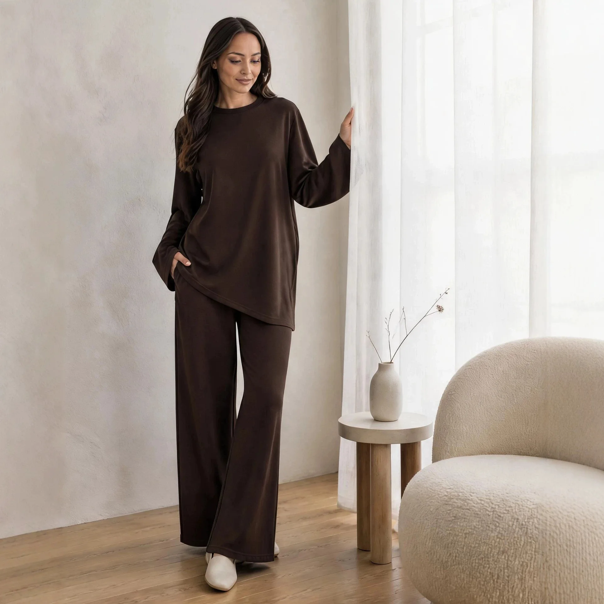 Modest Muslim Sets for Women 2 Piece Tops and Pants Islam Clothing Turkey Kaftan Dubai Abaya Eid Robe Femme Musulmane Ensembles
