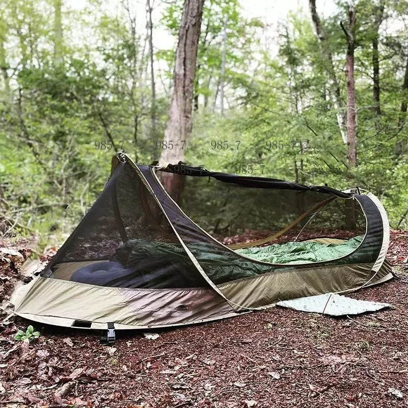 Single Anti-mosquito Waterproof Tent, Quick Open Compact Outdoor Shelter Equipped with Waterproof Outer Net