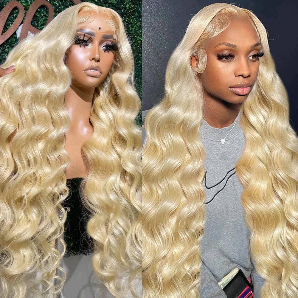 613 Blonde Colored 13x6 HD Transparent Body Wave Lace Frontal Wig Brazilian 30 40 Inch 13x4 Lace Front Human Hair Wigs For Women