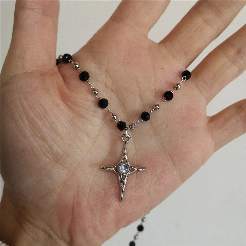 Vintage Y2k Accessories Aesthetic Star Pendant Necklace for Women Men Cool Hip Hop Kpop Pentagram Chain Necklaces Jewelry