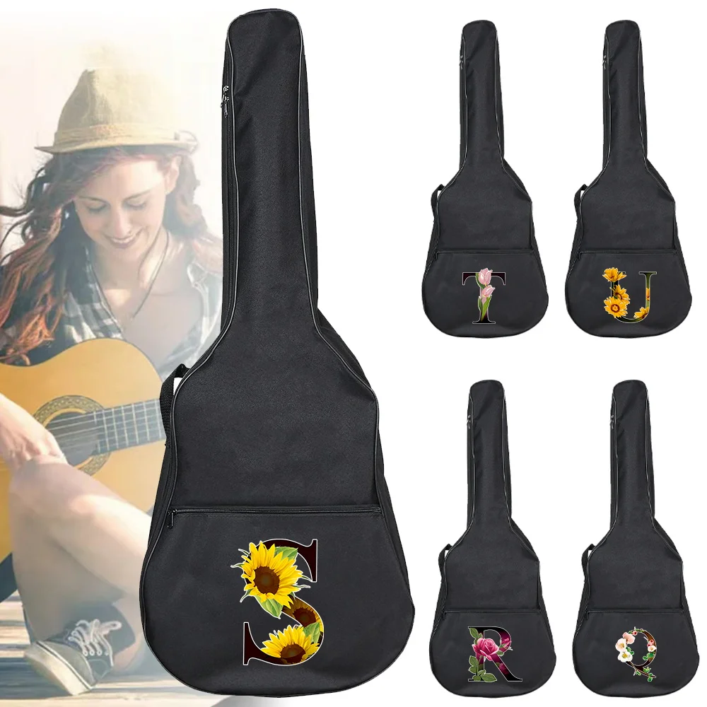 

Portable Electric Guitar Case 31-41 Inch Classic Acoustic Guitar Cover Guitar Bag Waterproof Backpack Flower Color Series