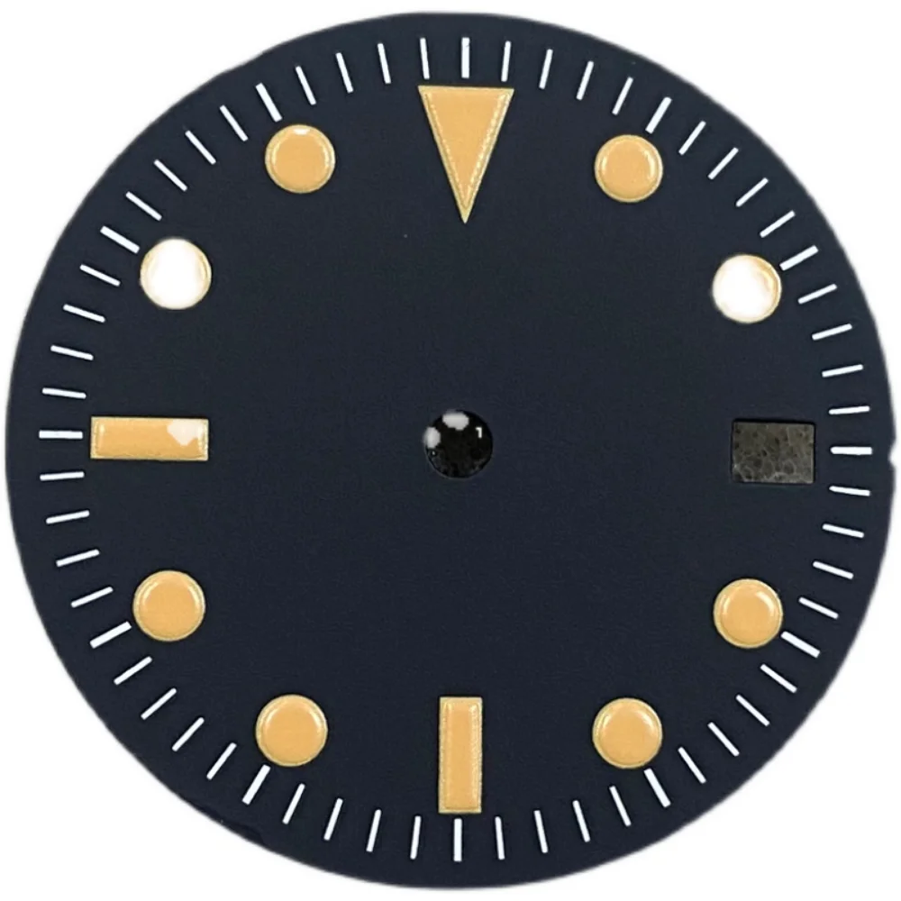 28.5MM Single Calendar Dial Green Luminous Modification Watch Accessories Black-Orange Font Watch Faces for 8215/2813 Movement