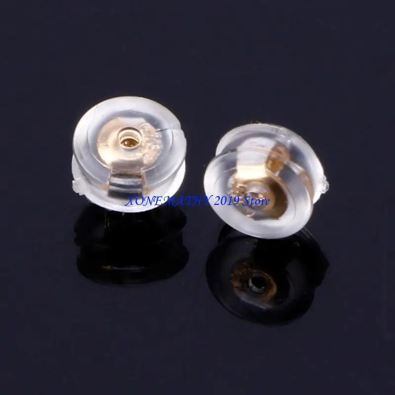 F42F Safety 10x/Set Mushroom Clutch Stopper 18k Gold Silicone Earring Backs