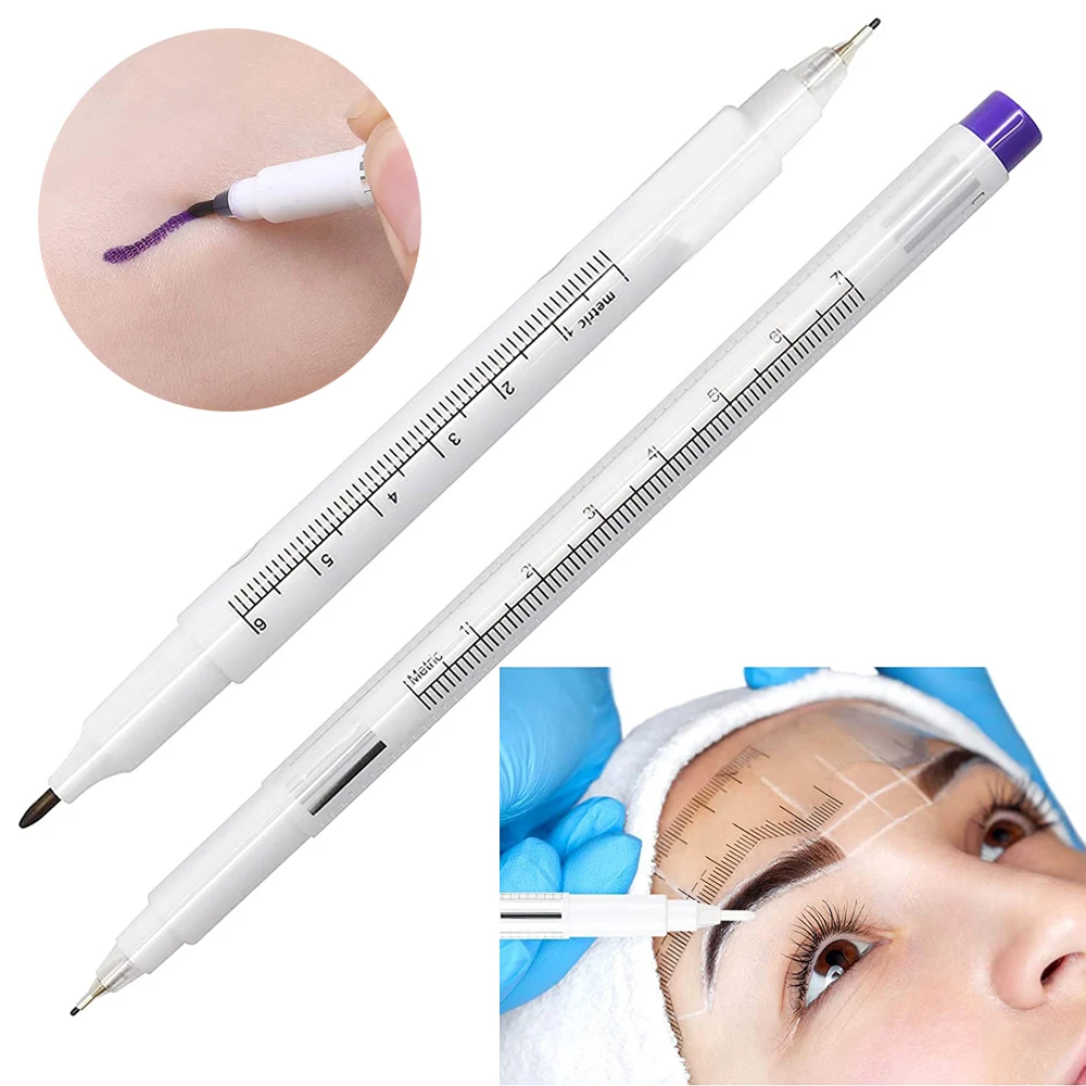 

1Pcs Surgical Skin Marker Eyebrow Tattoo Pen Eye Brow Pencil With Measuring Ruler Microblading Permanent Art Makeup Accesories M