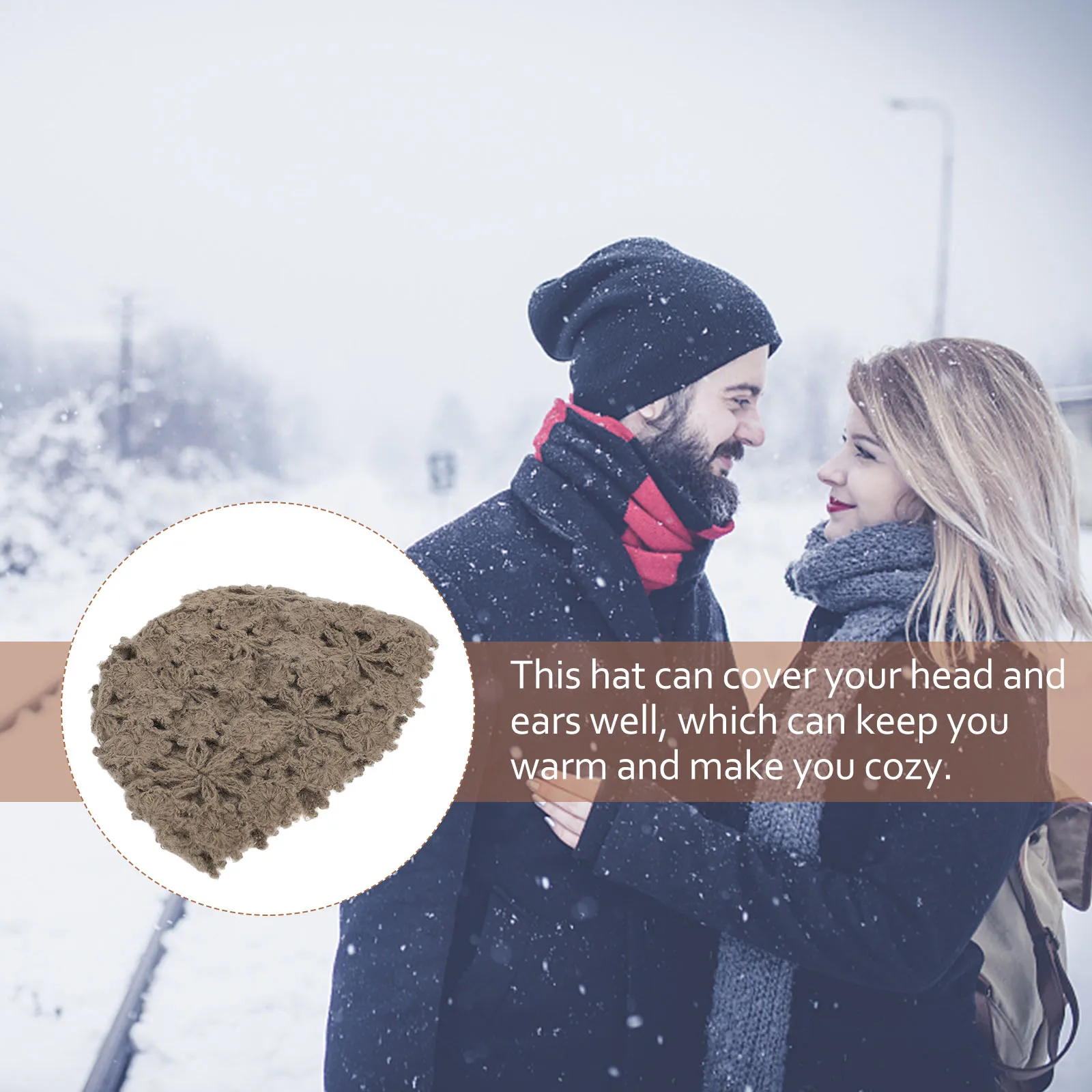 

Hat Knitted Flower Warm Mohair Female Ear Protection Lightweight Skin Friendly Cozy Christmas Gift Ski Snowboard