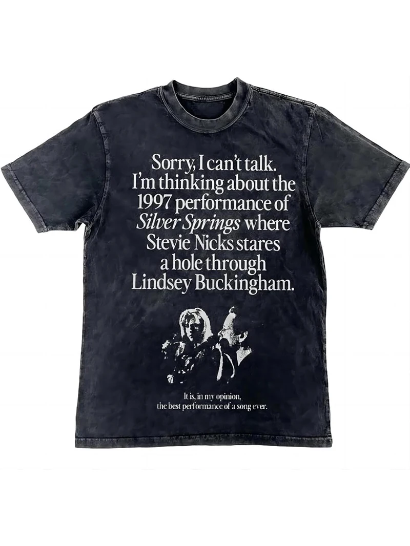 

Футболка Silver Springs Stevie Nicks Rock Washed Vintage, хлопковая, с коротким рукавом, дышащая, влагоотводящая, удобная, унисекс