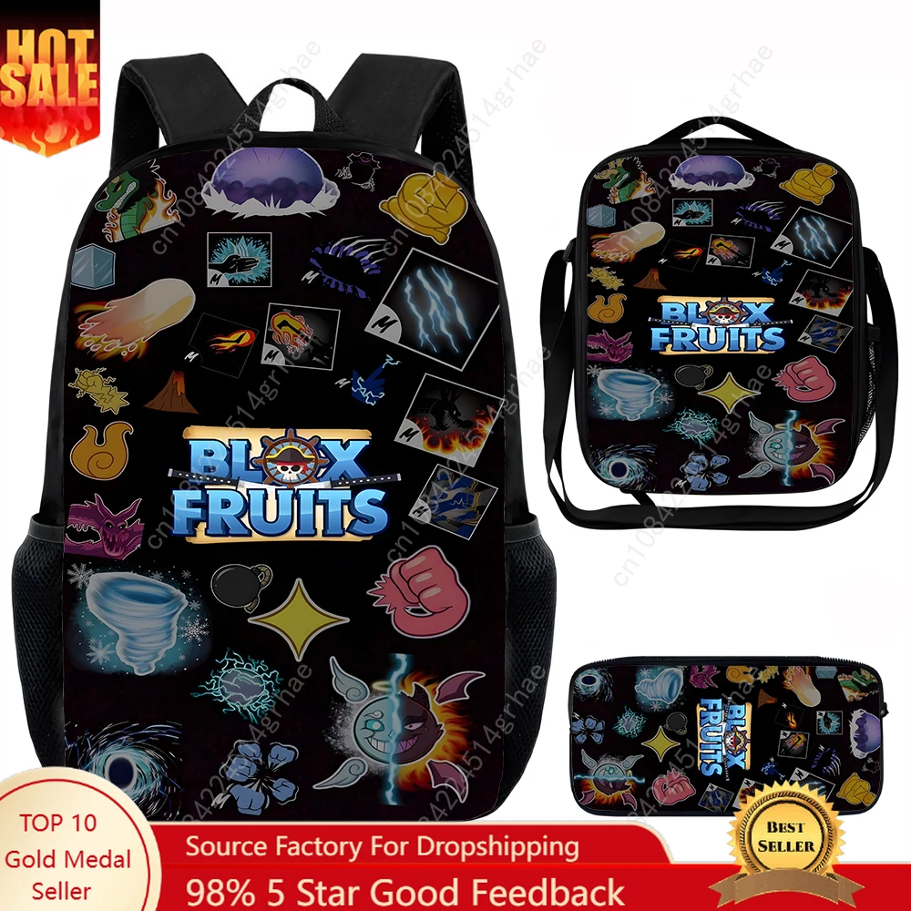 B-blox f-fruits Child School Backpack with Lunch Bags ,Pencil Bags ,School Bags for Boys Girls Best Gift