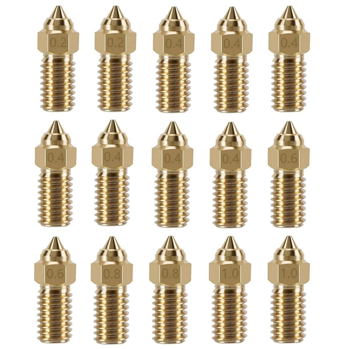 15PCS Barss Nozzles Kit for Neptune 4, 3D Printer 7PCS 0.4mm and 2PCS 0.2mm, 0.6mm, 0.8mm, 1.0mm Nozzles Kit