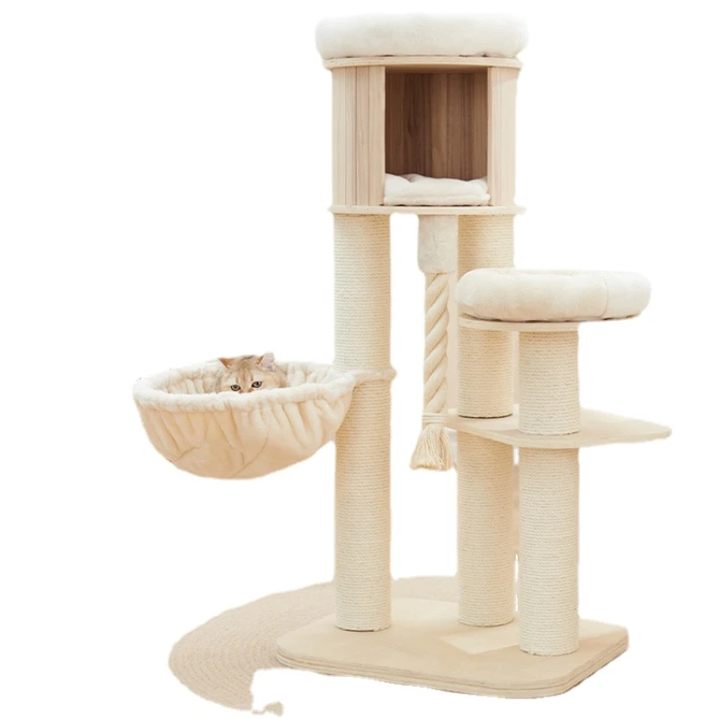 CX Integrated Solid Wood Villa Multi functional Multi story Cat Scratching Tree Cat Toy