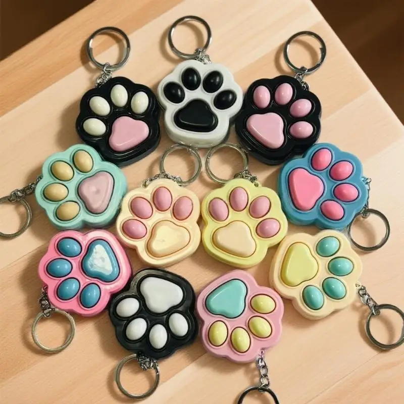 Kreativer Fingertip-Katzenpfoten-Knopfanhänger, Cartoon-Schlüsselring, Katzenpfoten-Schlüsselanhänger, Kawaii-Katzenpfoten-Tastatur-Taschenanhänger, Dekoration – Detail 1