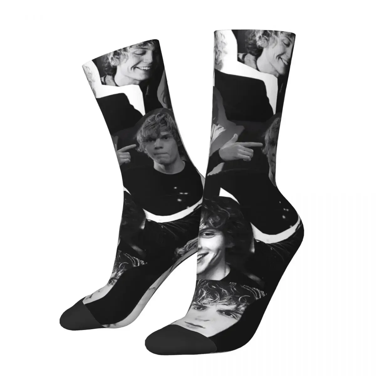 

Evan Peters Socks Men Women Fashion Socks Hip Hop Spring Summer Autumn Winter Middle Tube Socks Gifts