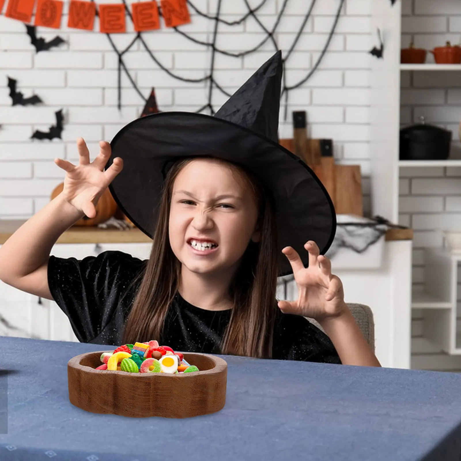 

Wooden Bowls Tray Cute Soup Fruit Bowl Salad Container Dessert Food Wooden Pumpkin Design Daily Use Kitchen Home Decor