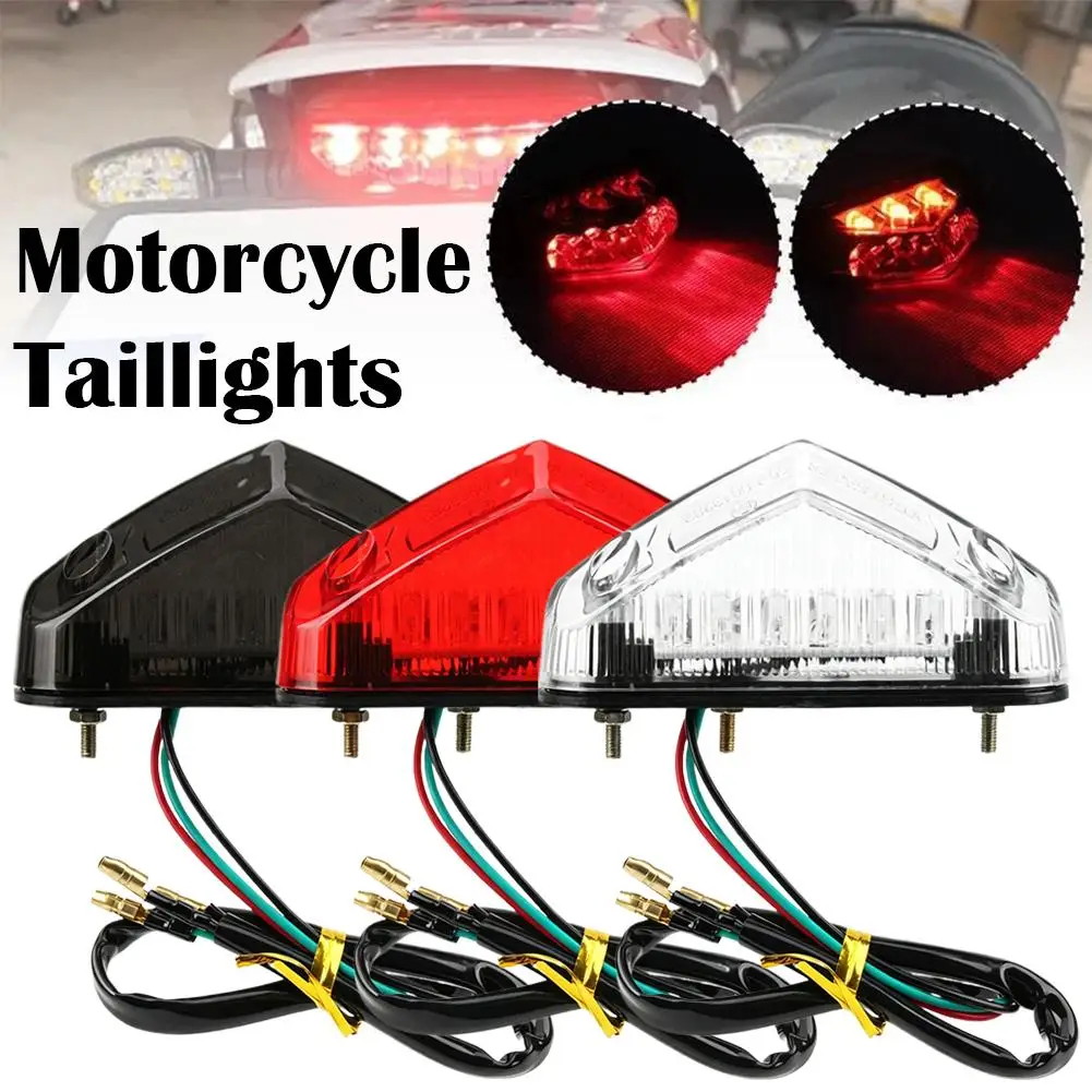12V Motorcycle Brake Tail Light E-Approved Motorcycle Stop Running License Plate Lamp Universal For ATV Dirt Bike