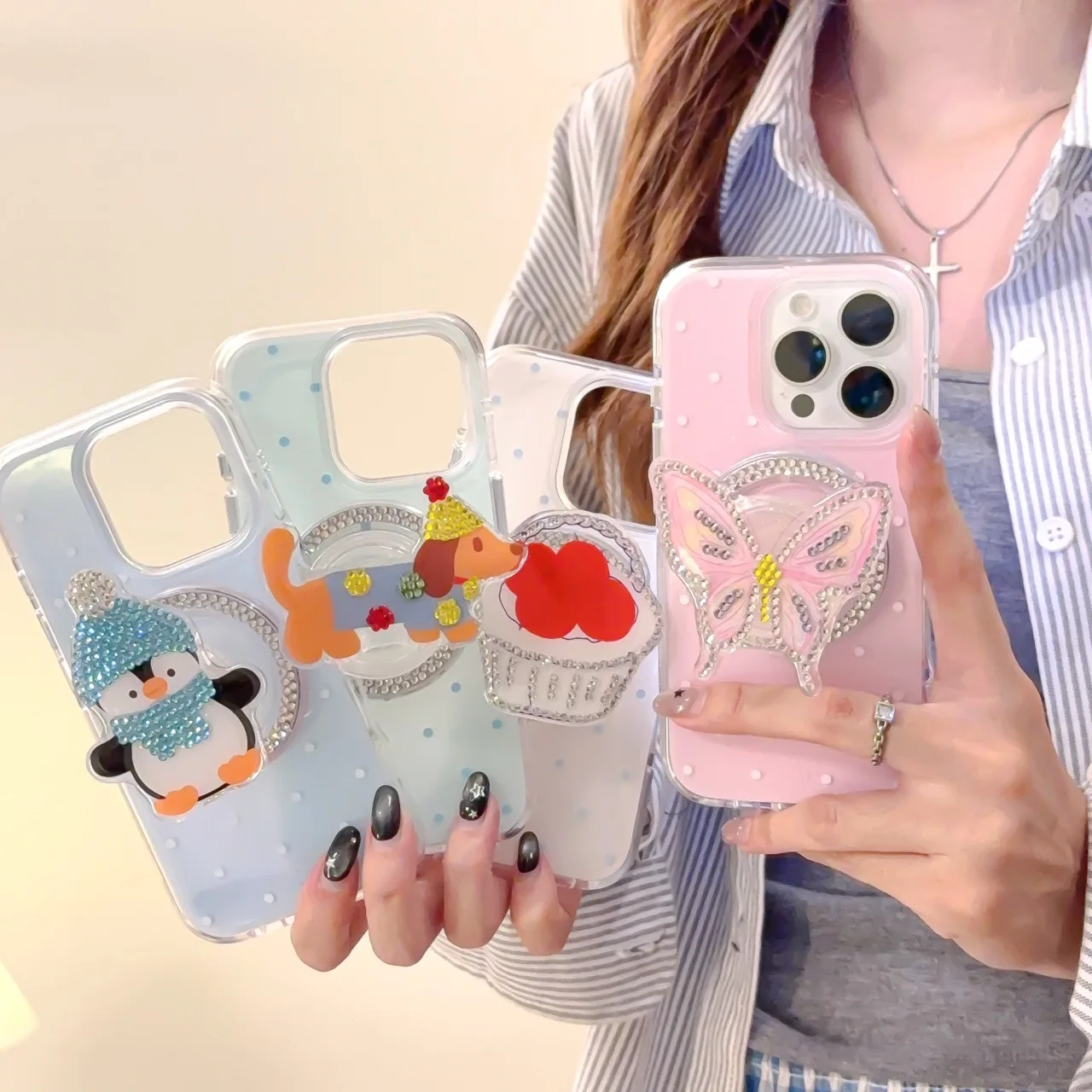 

Магнитный чехол для телефона IMD с держателем для Iphone 16 16Pro 16Promax 15 15Pro 15Promax 14 14Pro 14Promax 13 13Pro 13Promax