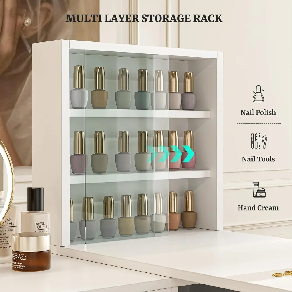 Moderner L-förmiger Nageltechniker-Schreibtisch mit Aufbewahrungsschrank und zwei Schubladen für Salonarbeitsstationen