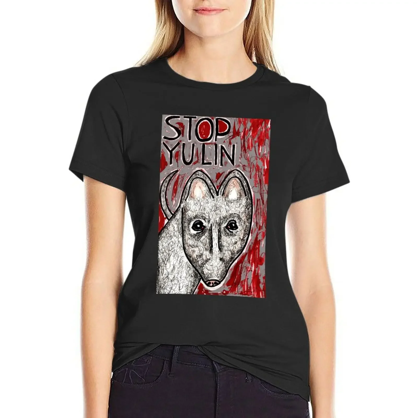 

Stop Yulin T-Shirt vintage anime clothes plain tshirts for Women